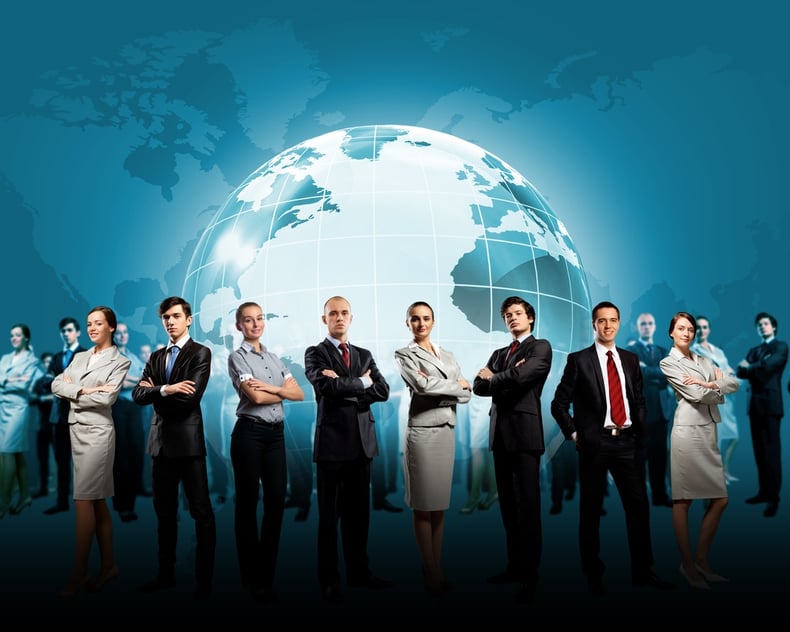Group of successful confident businesspeople. Globalization concept