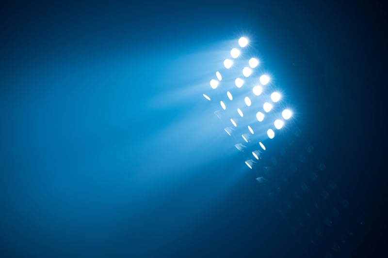 soccer stadium lights reflectors against black background