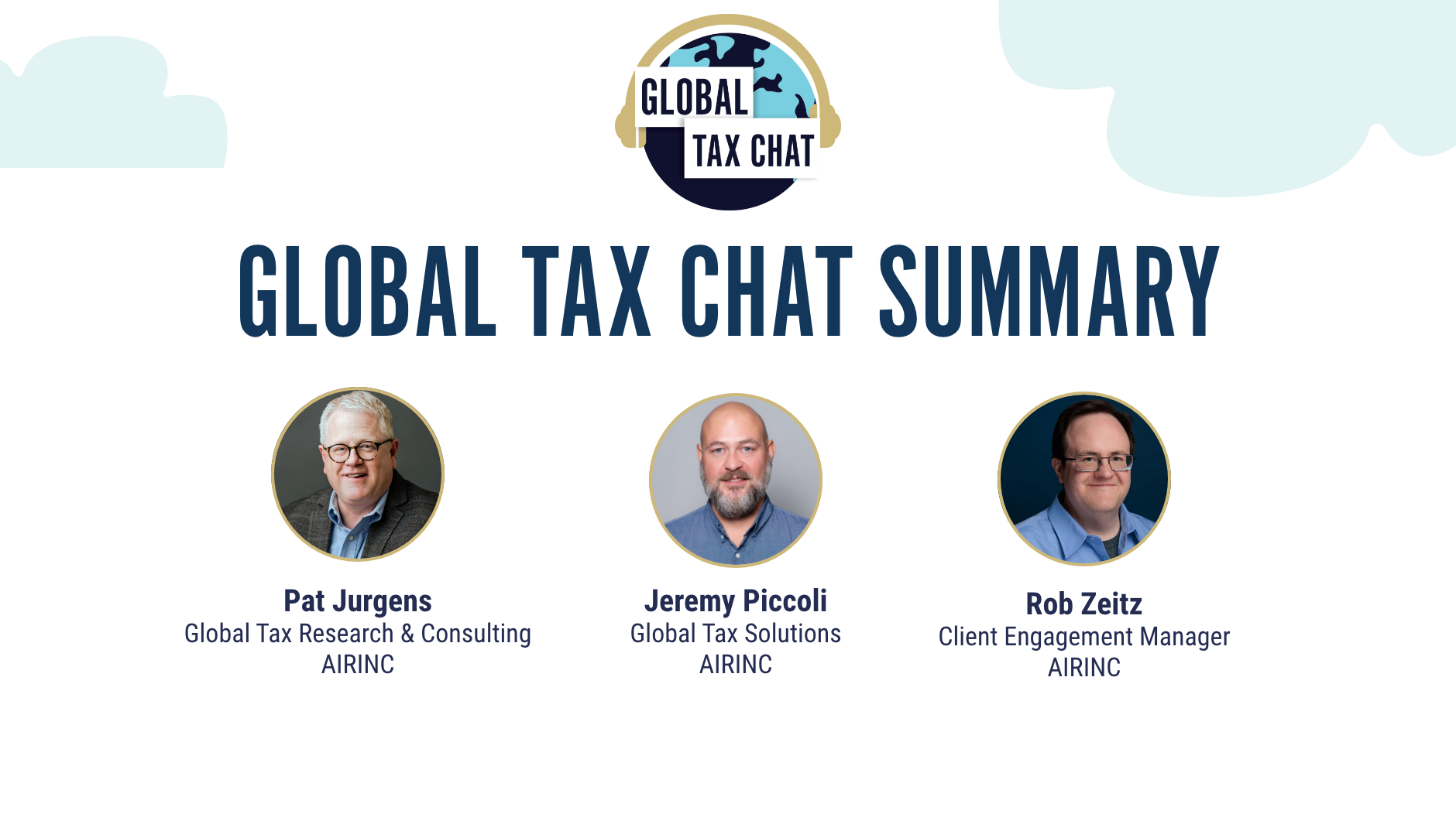 Pat, Jeremy and Rob pictured on a poster for the global tax chat show