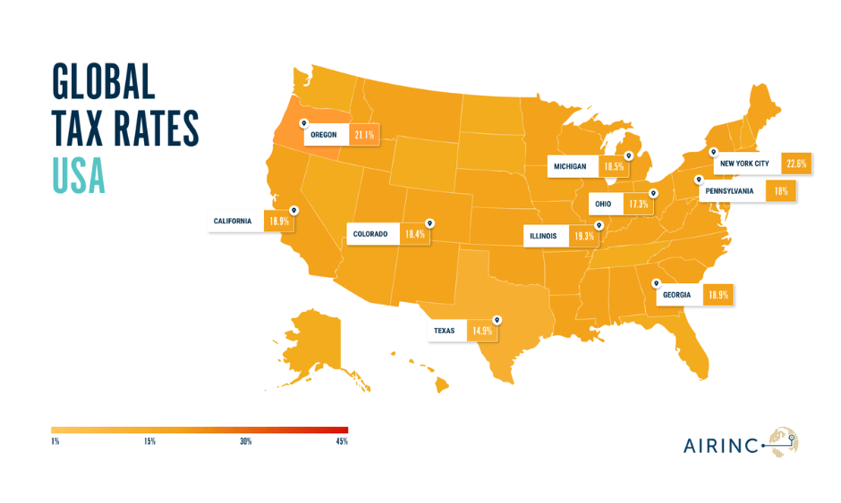 Image of the US Tax Rates Heat Map